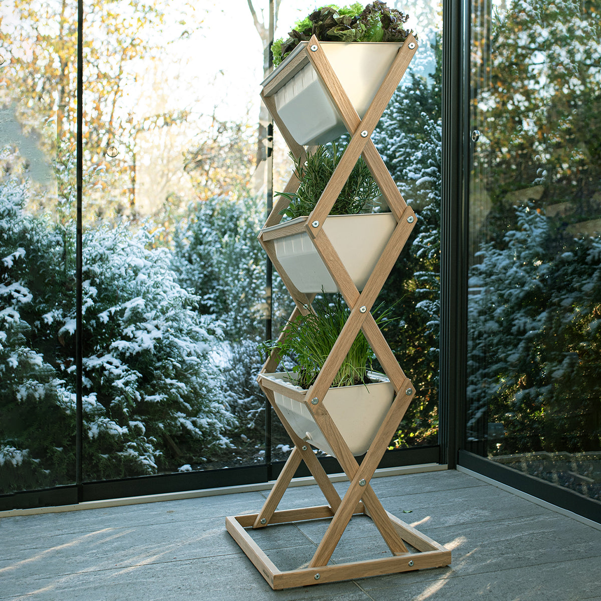 Blumenkasten 'Vertical Garden' | Eichenholz und ASA/ABS Kunststoff | in verschiedenen Größen | Made in Germany