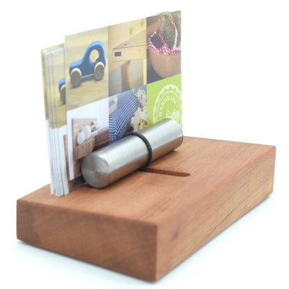Edler Visitenkartenhalter aus Holz 10 x 6,2 x 5,4 cm - 'Holder' Birnenholz geölt - Handgemacht in Deutschland