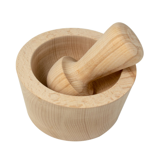 Mörser und Stößel aus Buchenholz Klein - 14 x 14 x 7 cm (LxBxH)