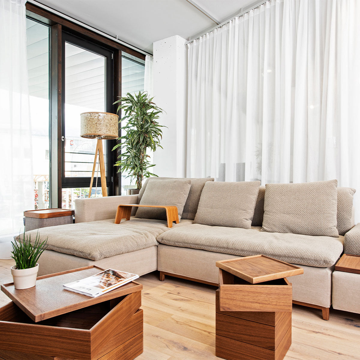 STEHLEUCHTE durchmesser 45 CM EICHE HEU PUR