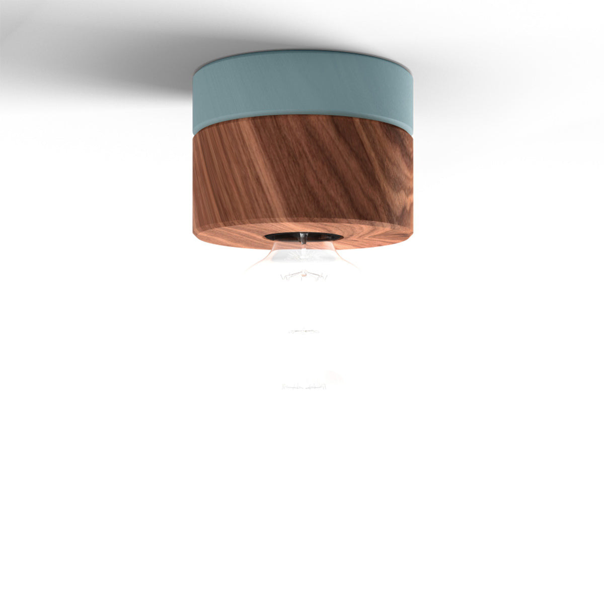 WAND-/DECKENLEUCHTE WALNUSS  PASTELLBLAU - echte Handarbeit aus Österreich