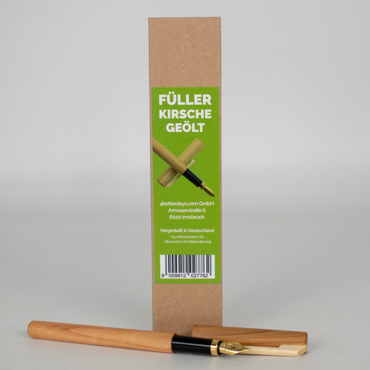 Set Hochwertiger Füller Kirsche geölt |tEtui in Apfelleder | Wiederbefüllbar