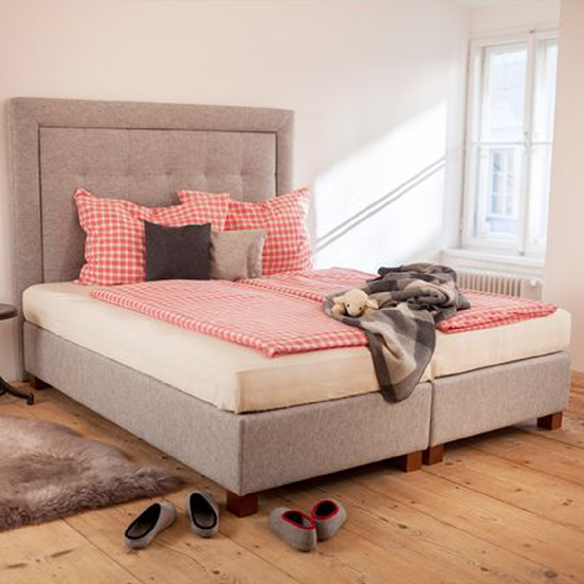 Topper mit Naturlatex für Boxspringbett aus natürlichen Rohstoffen | Bezug aus 100 % Baumwolle 90x190 cm