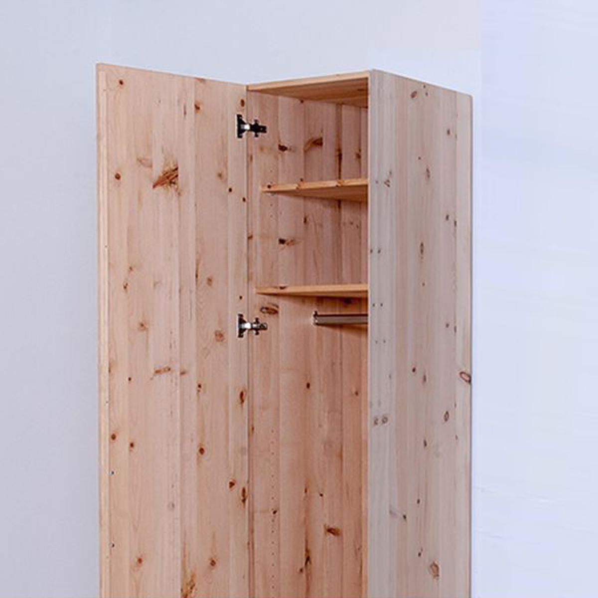 Kleiderschrank aus Zirbenholz - Eintürig linksoeffnend
