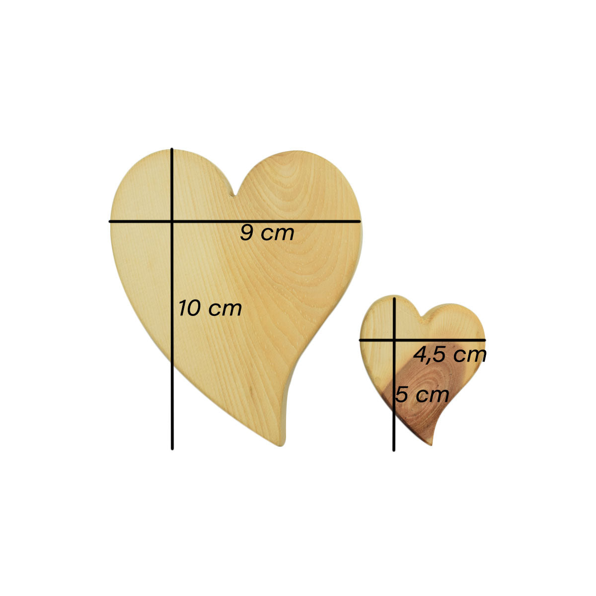 Massivholz Herzen in 5 cm Länge ohne Gravur - Schönes Geschenk für Anlässe und liebe Menschen