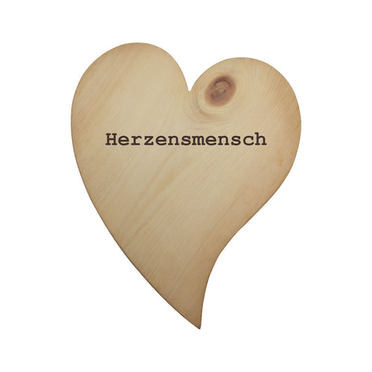 Massivholz Herzen in 15 cm Länge Gravur 'Herzensmensch' - Schönes Geschenk für Anlässe und liebe Menschen