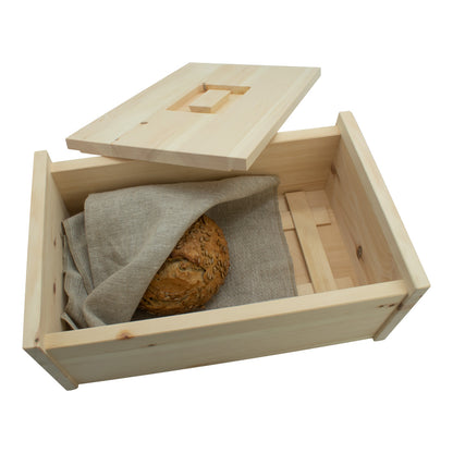 Brotkasten aus massivem Zirbenholz | mit abnehmbarem Deckel | 30x23x14,5 cm | Gitter & Bäckerleinen