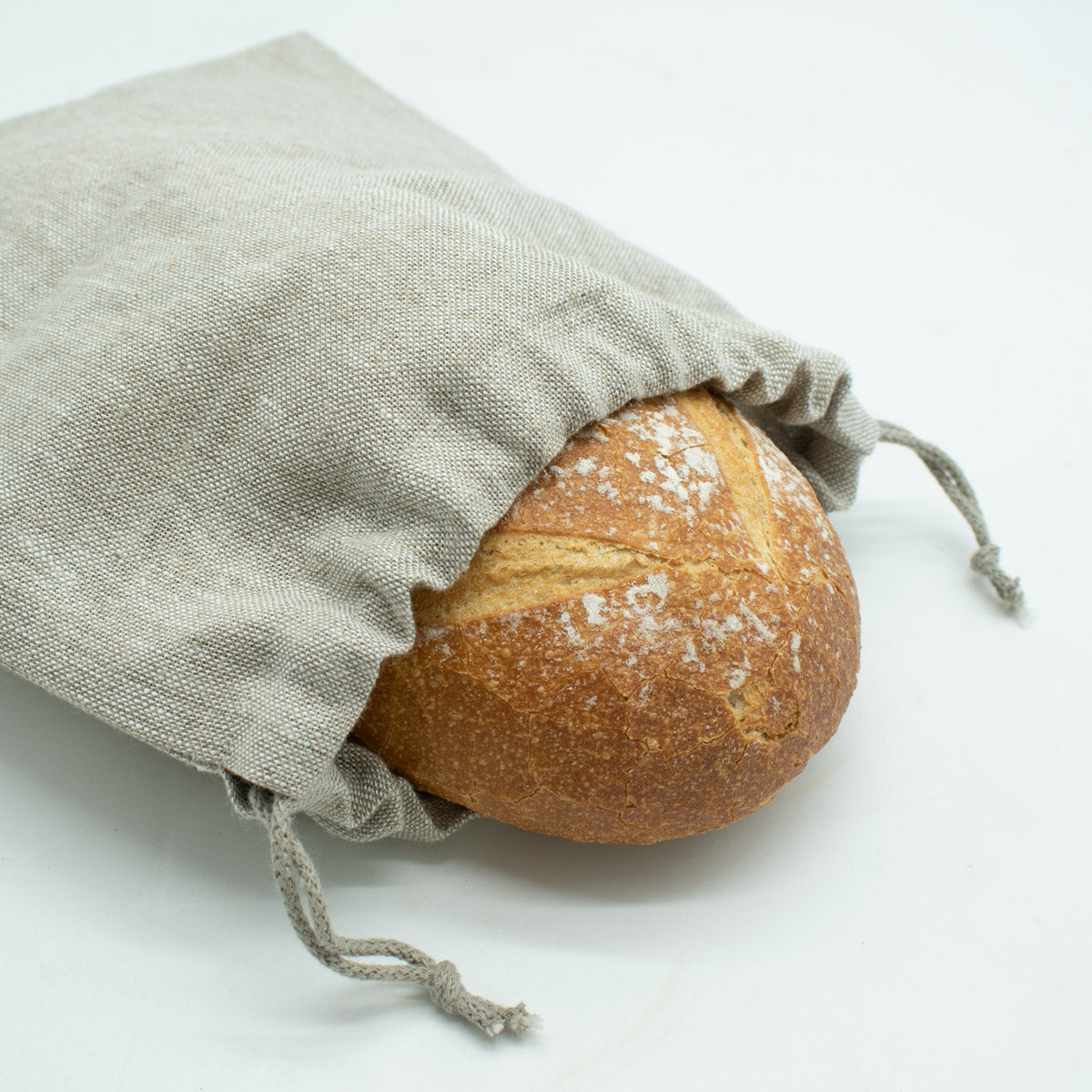 Brotbeutel aus Natur Bäckerleinen mit Baumwollkordel Größe S 24x27 cm - Handarbeit aus Österreich