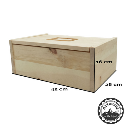 Brotkasten aus massivem Zirbenholz | mit abhnehmbaren Deckel | 30x23x14,5 cm