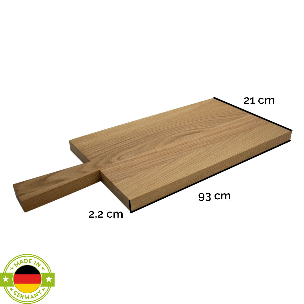 Jausen- und Schneidbrett 'Griffi' | Eiche natur  | L93 x B21 x H2,2 cm