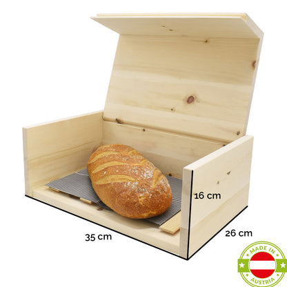 Brotkasten aus Zirbel roh, Brotbehälter '4betterbread' | 35x26x16 cm
