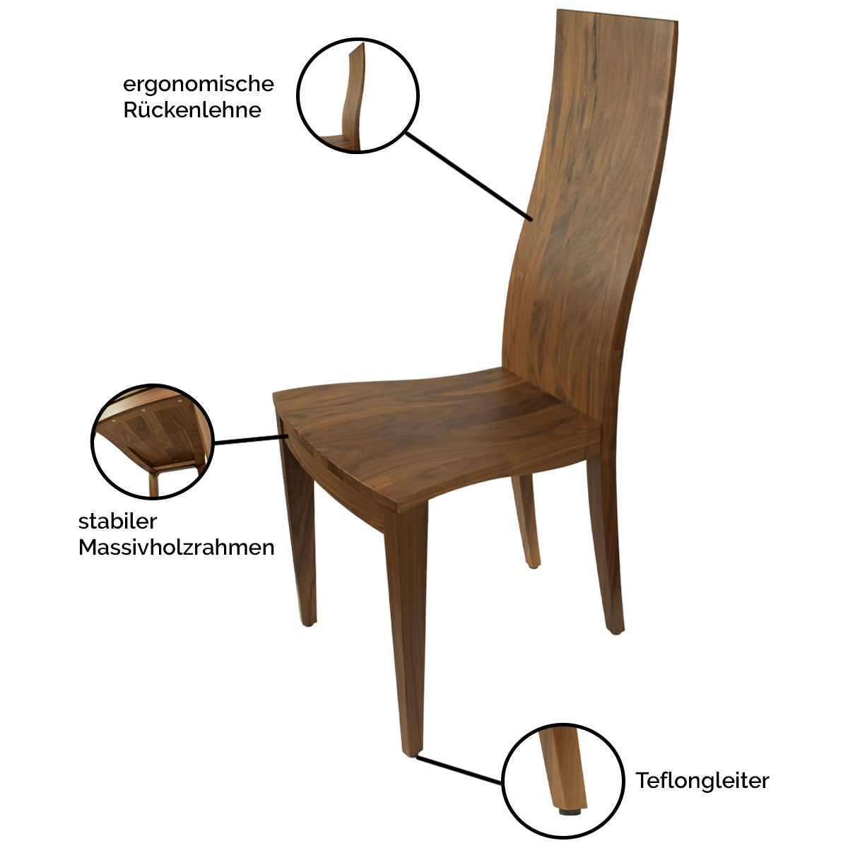 Eleganter Stuhl  - 'Sitwell Fine' nuss roh