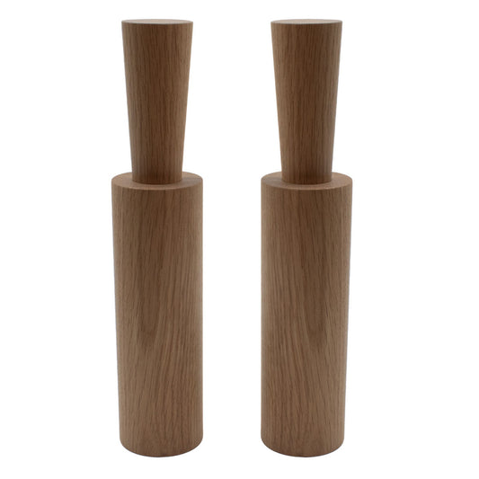 2er-Set Salz- und Pfeffermühle mit Porzellanmahlwerk | hoch | Eichenholz hell geölt | mit Magnetkappe | DM 6 x H 29 cm