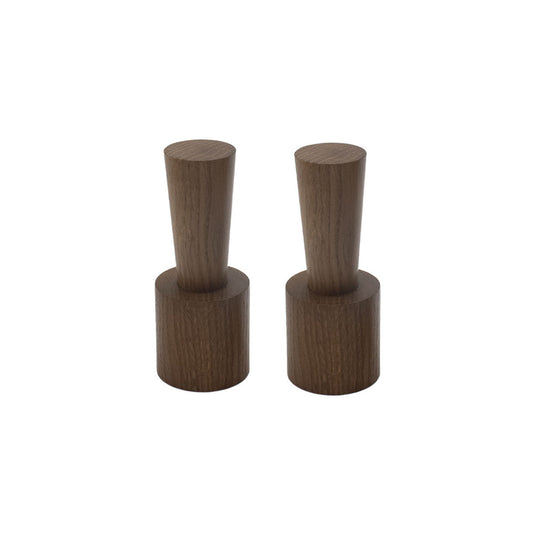 2er-Set Salz- und Pfeffermühle mit Porzellanmahlwerk | nieder | Eichenholz hell geölt | mit Magnetkappe | DM 6 x H 11 cm