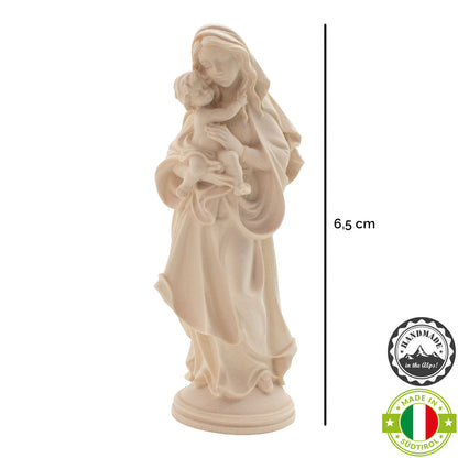 Madonna der Hoffnung mit Kind | Massivholz Figur | Natur | Höhe 6,5 cm | Made in Südtirol
