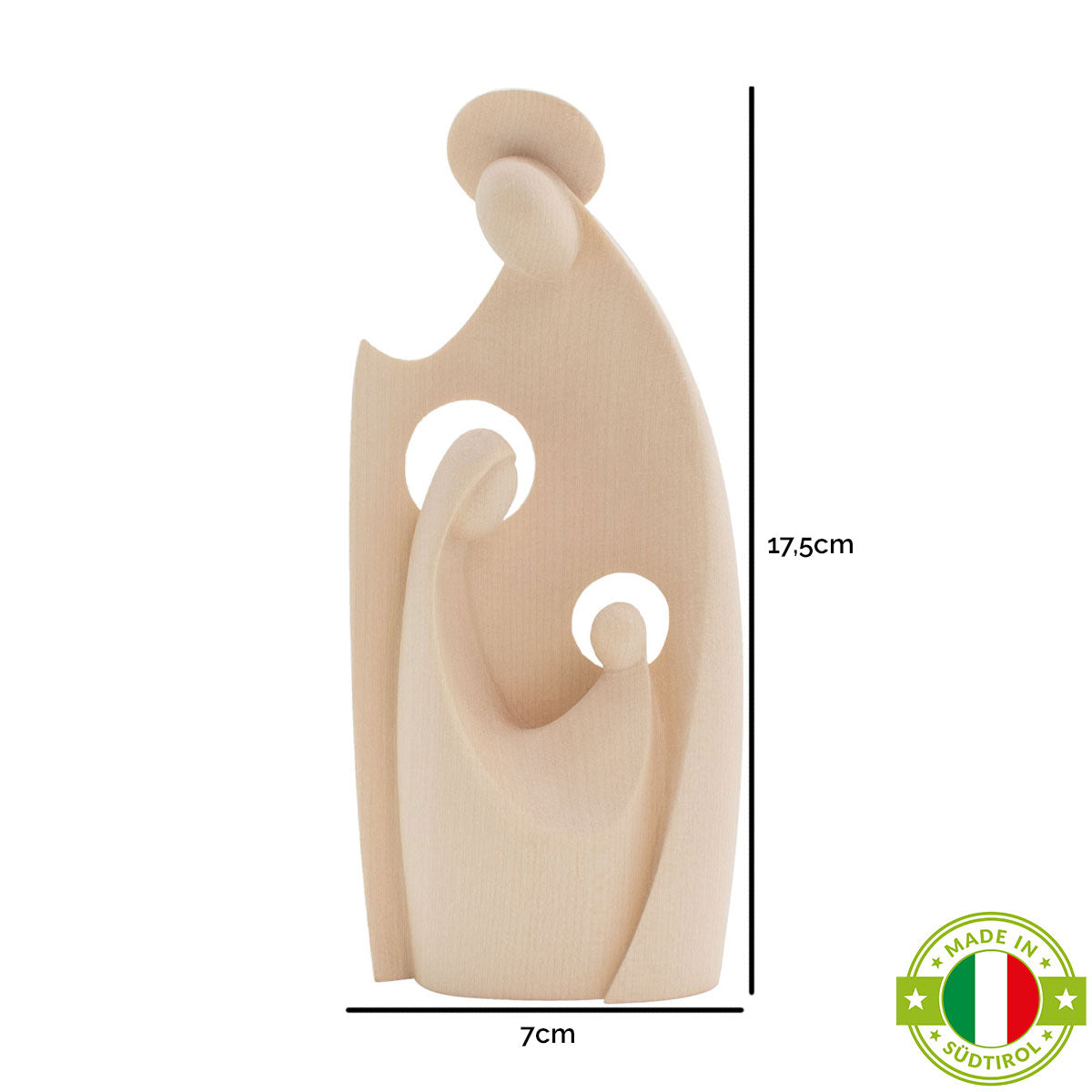 Krippenblock ‘Heilige Familie’ | aus einem Holzstück gefertigt | Made in Südtirol | Ahorn natur | Höhe 17 cm