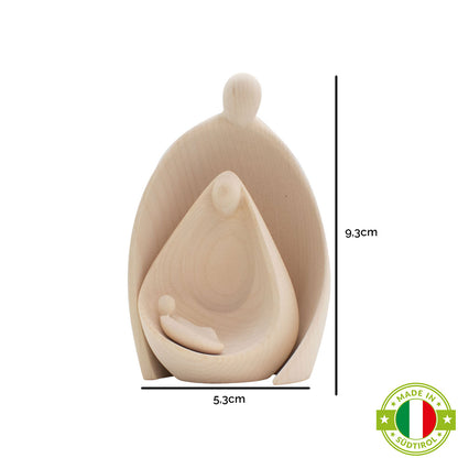 Figurenset oder Krippenfiguren-Set ‘Familie’ | 2-teilig | Made in Südtirol | Größe B - Höhe 9,5 cm | Ahorn natur