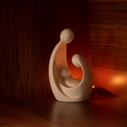 Block-Familie | Krippenblock ‘Geborgenheit’ | aus einem Holzstück gefertigt | Made in Südtirol | Ahorn natur | Höhe 7 cm
