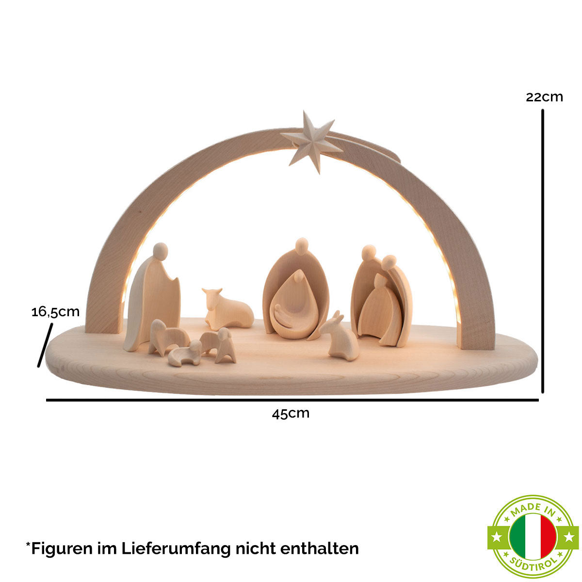 Stall mit Beleuchtung ‘Sternenlicht' | Fichte natur | gleichmäßiges & angenehmes Licht | Made in Südtirol
