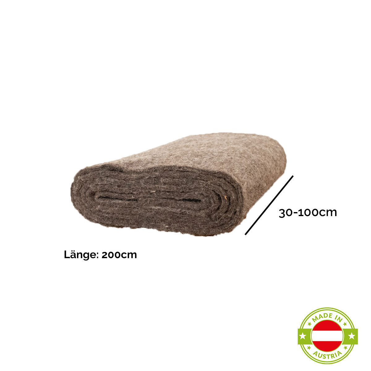 Winterschutzmatte aus reinem Schafwollfilz | 100 x 200 x 0,5 cm | grau | 500 g/m²
