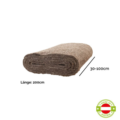 Winterschutzmatte aus reinem Schafwollfilz | 100 x 200 x 0,5 cm | grau | 500 g/m²
