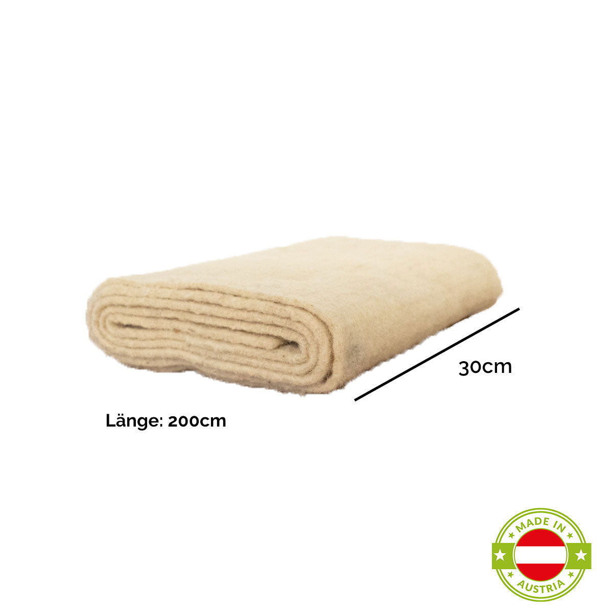 Winterschutzmatte aus reinem Schafwollfilz | 30 x 200 x 0,5 cm | naturweiß | 500 g/m²