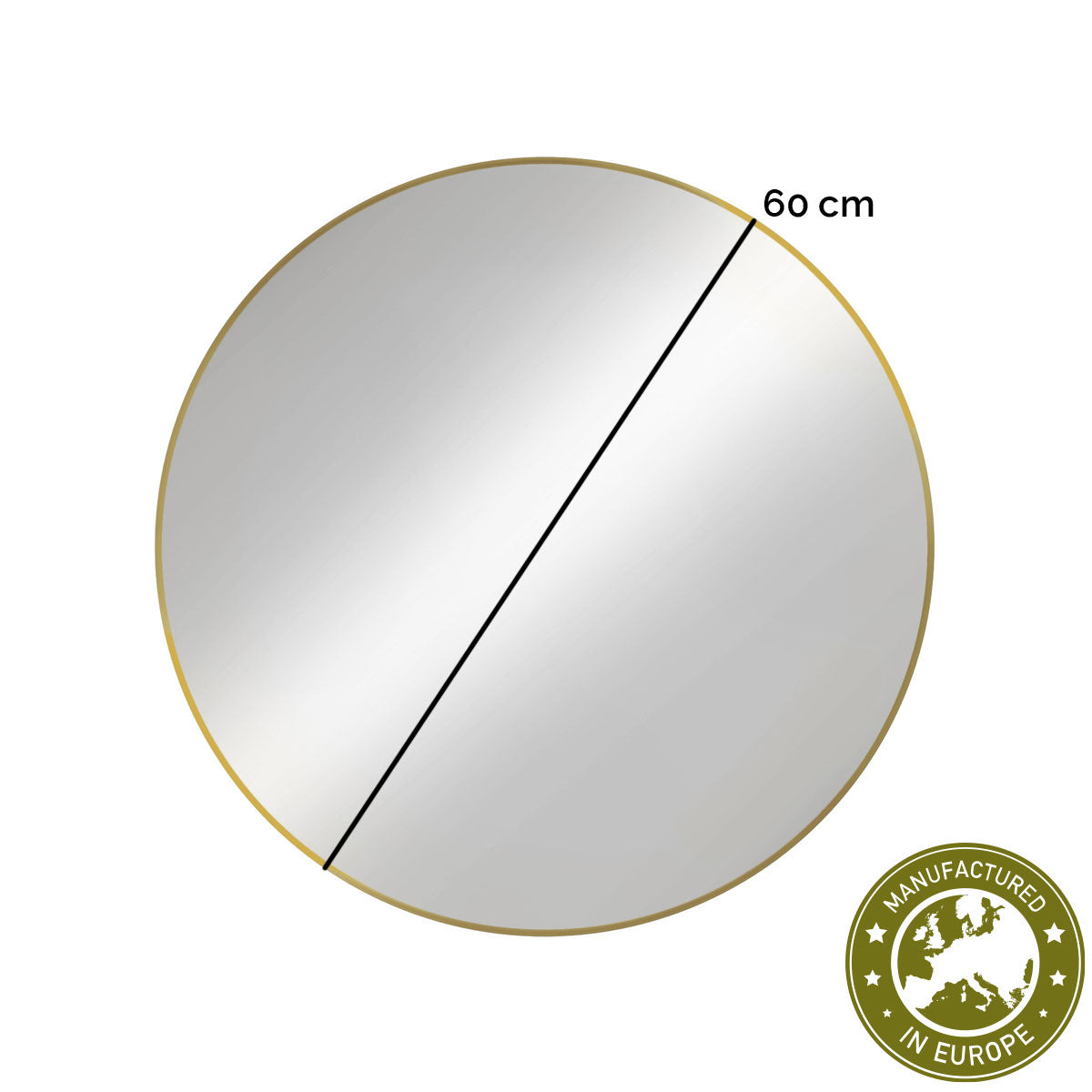 Spiegel rund 'Matteo' | DM 60 cm | in gold | Manufactured in Europe