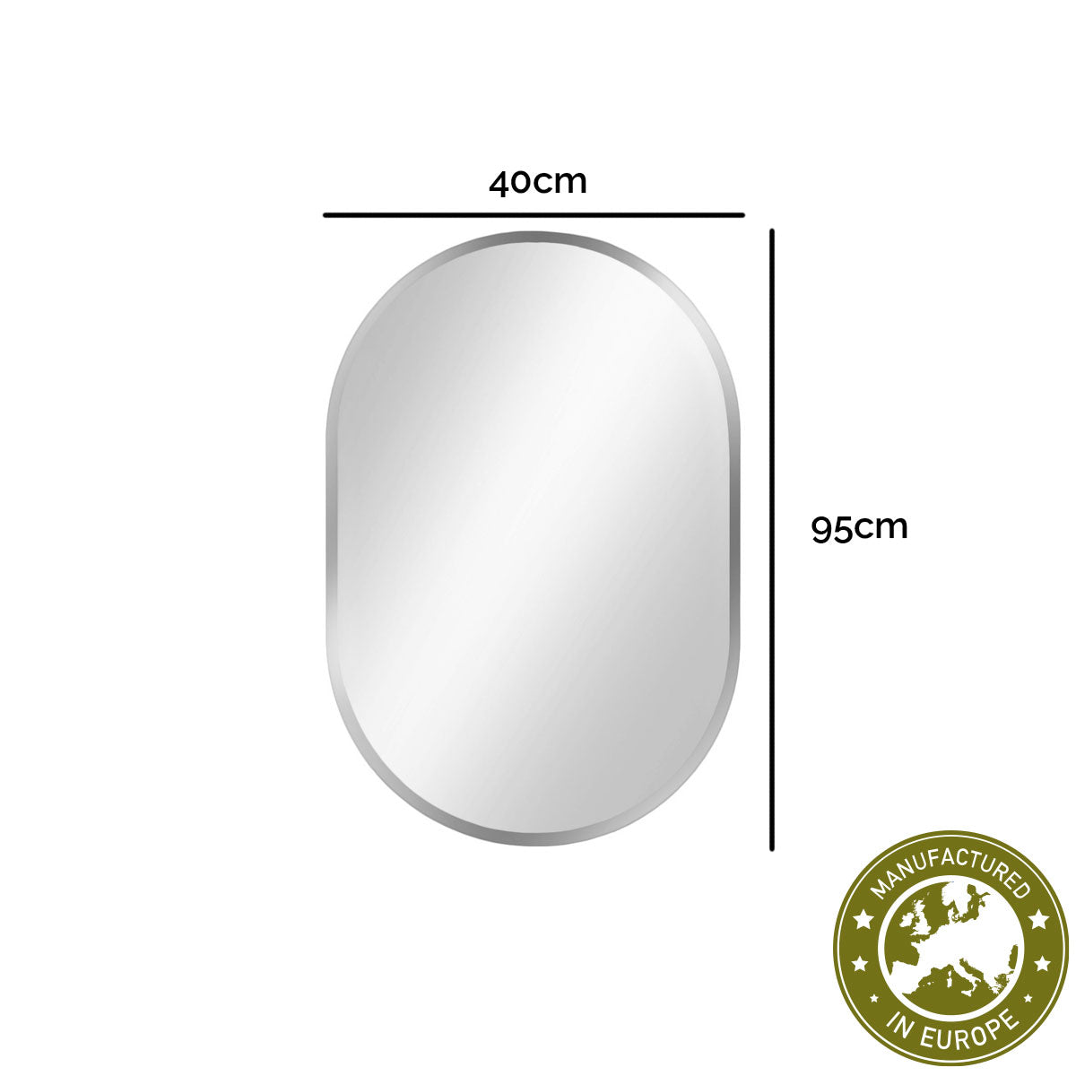 Spiegel pastillenförmig 'Pille' | 95 x 40 cm | in silber | Manufactured in Europe