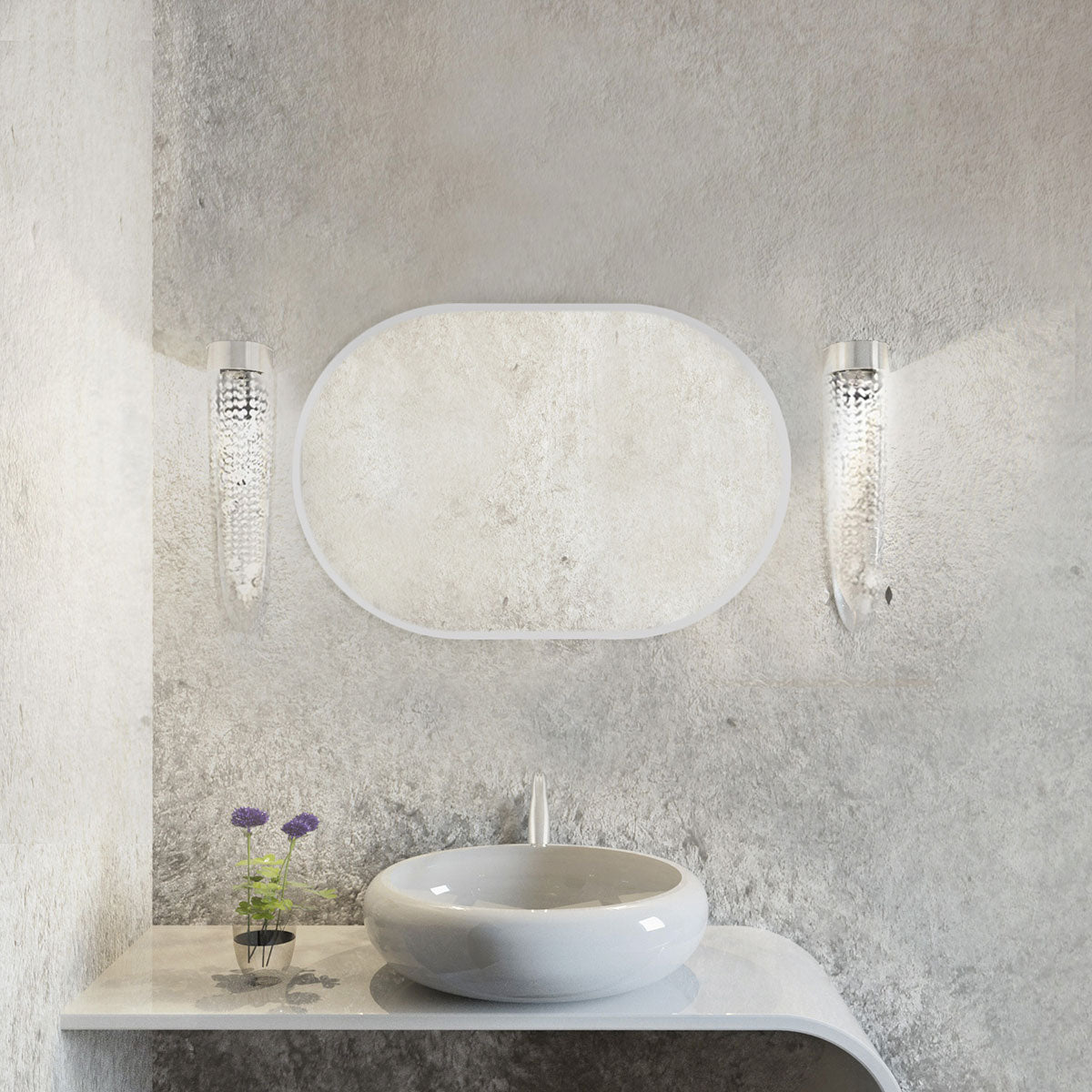Spiegel pastillenförmig 'Pille' | 95 x 40 cm | in weiß | Manufactured in Europe