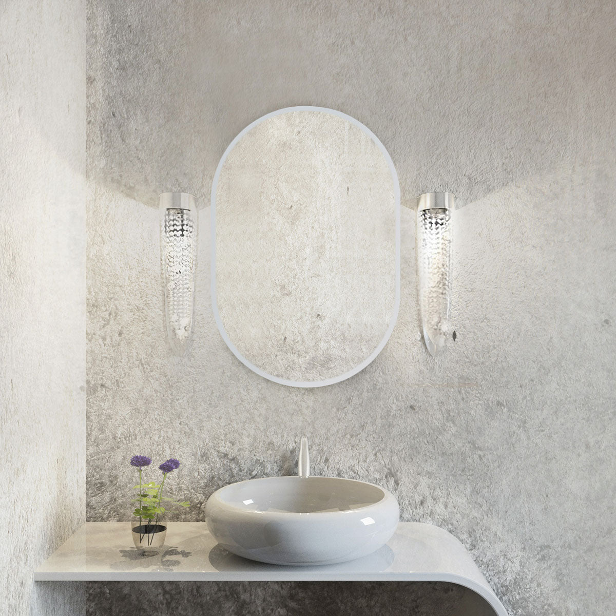 Spiegel pastillenförmig 'Pille' | 95 x 40 cm | in weiß | Manufactured in Europe