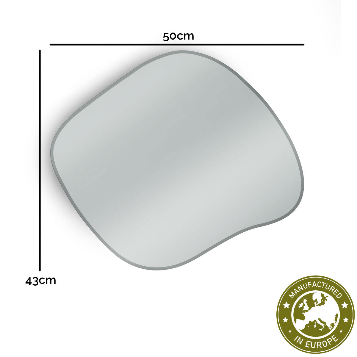 Spiegel organisch 'Xenia' | 50 x 43 cm | in silber | Manufactured in Europe