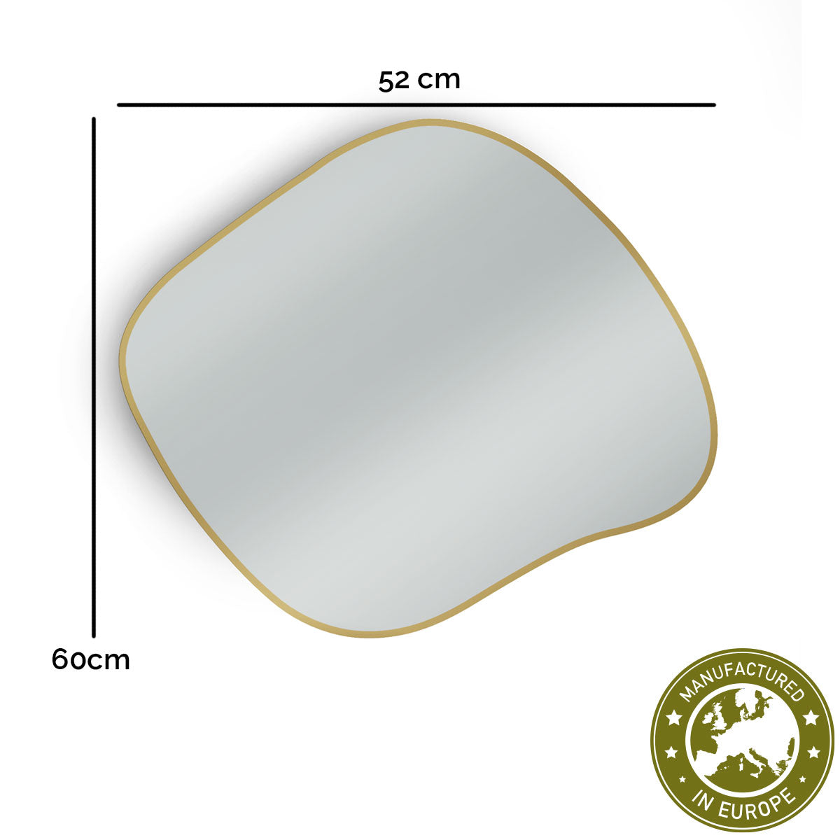 Spiegel organisch 'Xenia' | 60 x 52 cm | in gold | Manufactured in Europe