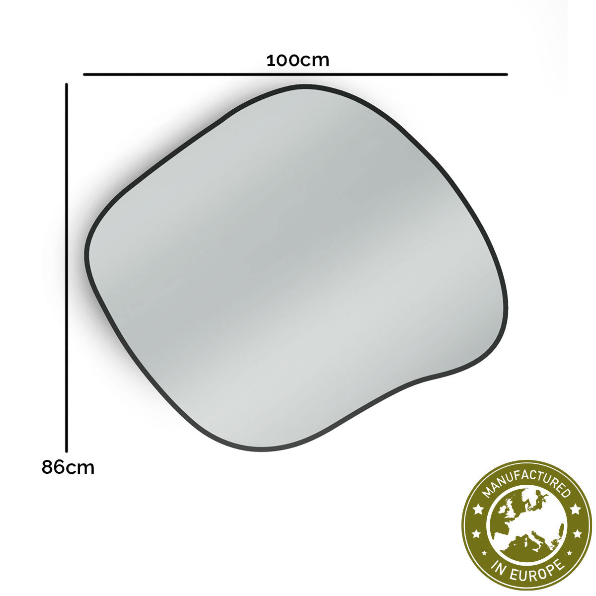 Spiegel organisch 'Xenia' | 100 x 86 cm | in schwarz | Manufactured in Europe