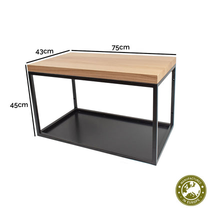 Konsole hängend 'Ava' | für Bad und Wohnraum | Metallhohlrohr lackiert | 75 x 43 x 45 cm | Gestell schwarz und Platte Eiche | Manufactured in Europe
