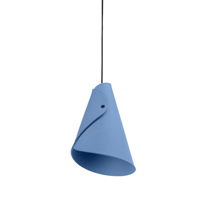 Moderne Hängelampe aus Filz | geschwungen | Blau | Schirm 100% Merinowolle | Made in Austria