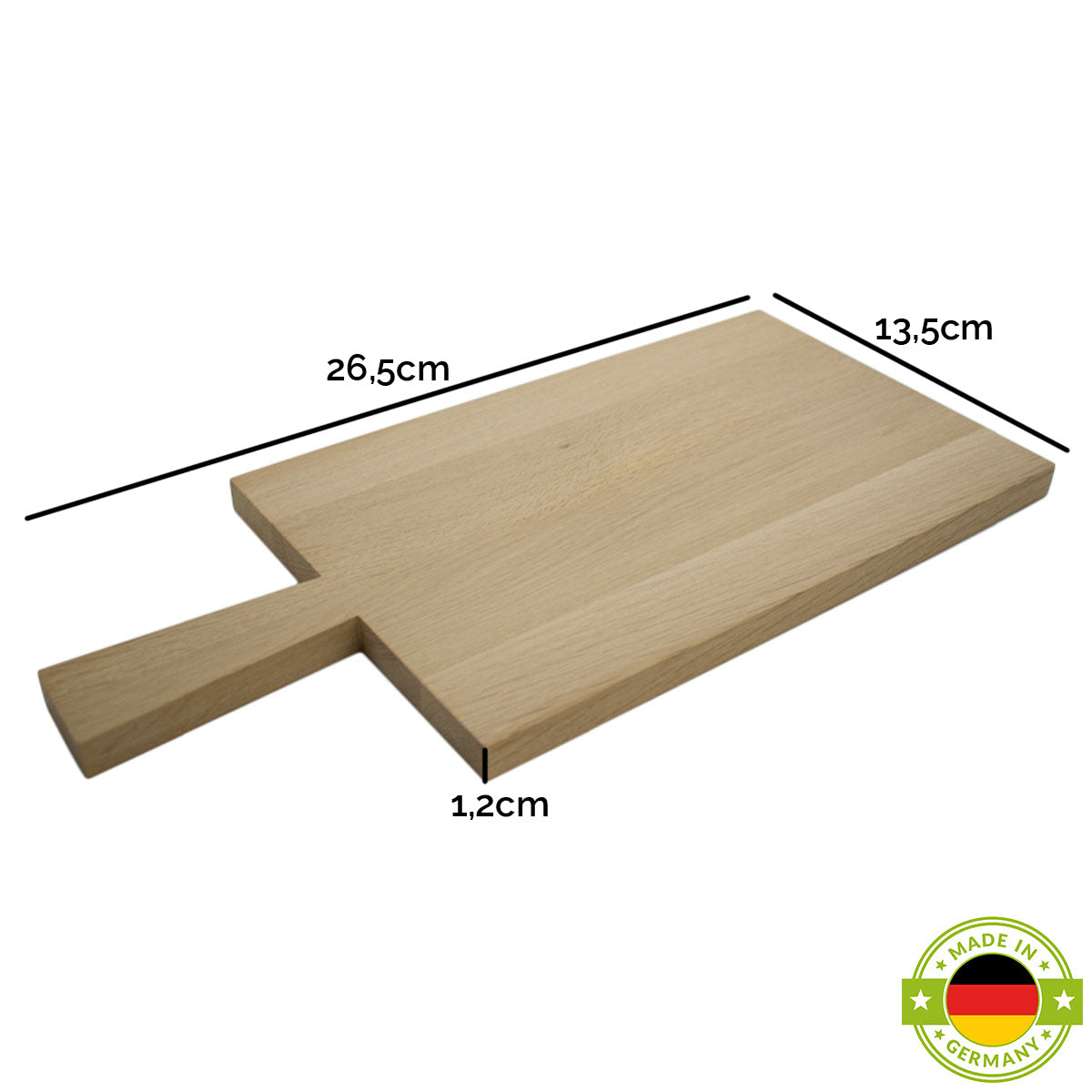 Jausen- und Schneidbrett 'Griffi' | Eiche natur | L26,5 x B 13,5 x H1,2 cm