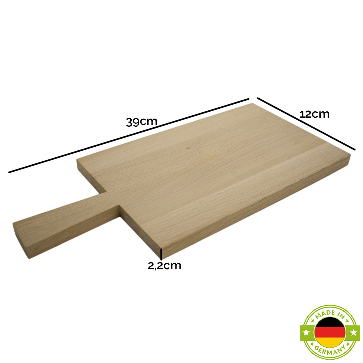 Jausen- und Schneidbrett 'Griffi' | Eiche natur | L39 x B 12 x H2,2cm