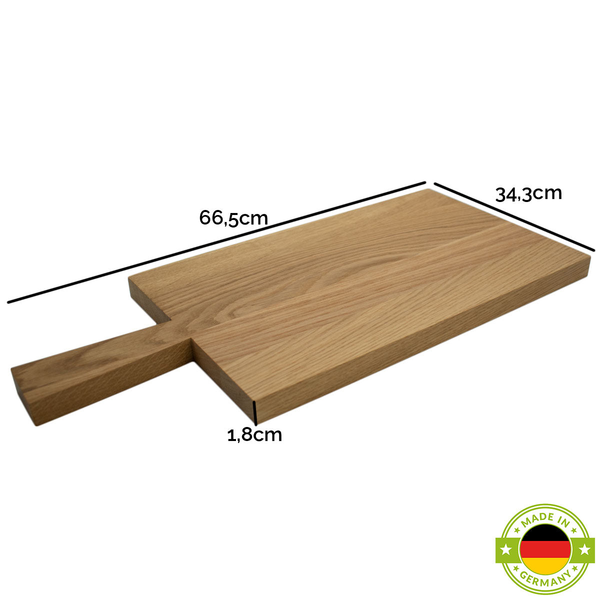 Jausen- und Schneidbrett 'Griffi' | Eiche natur geölt | L66,5 x B34,3 x H1,8 cm