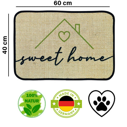 Fußmatte | 'sweet home' | 40 x 60 cm | Sisal | Naturlatex