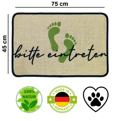 Fußmatte | 'bitte eintreten' | 45 x 75 cm | Sisal | Naturlatex