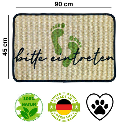 Fußmatte | 'bitte eintreten' | 45 x 90 cm | Sisal | Naturlatex