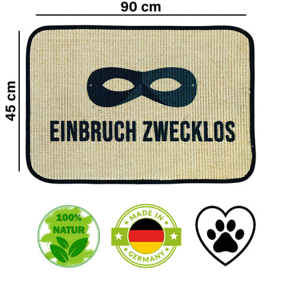 Fußmatte | 'Einbruch zwecklos' | 45 x 90 cm | Sisal | Naturlatex