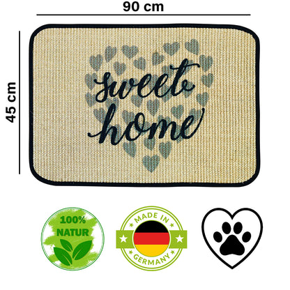 Fußmatte | 'sweet home' mit Herz | 45 x 90 cm | Sisal | Naturlatex