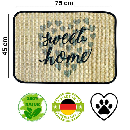 Fußmatte | 'sweet home' mit Herz | 45 x 75 cm | Sisal | Naturlatex