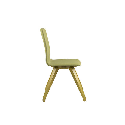 Polster-Stuhl 'Lisette' Buchenholz Gestell | ausgestellte Beine in Vanille | Stoffbezug Senf/Beige meliert