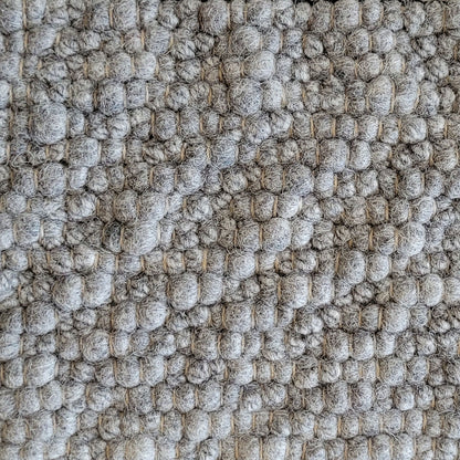 Moderner Teppich aus Schafwolle 'Warm Home' - Handgewebt 0.8x2 grau_meliert gewalkt
