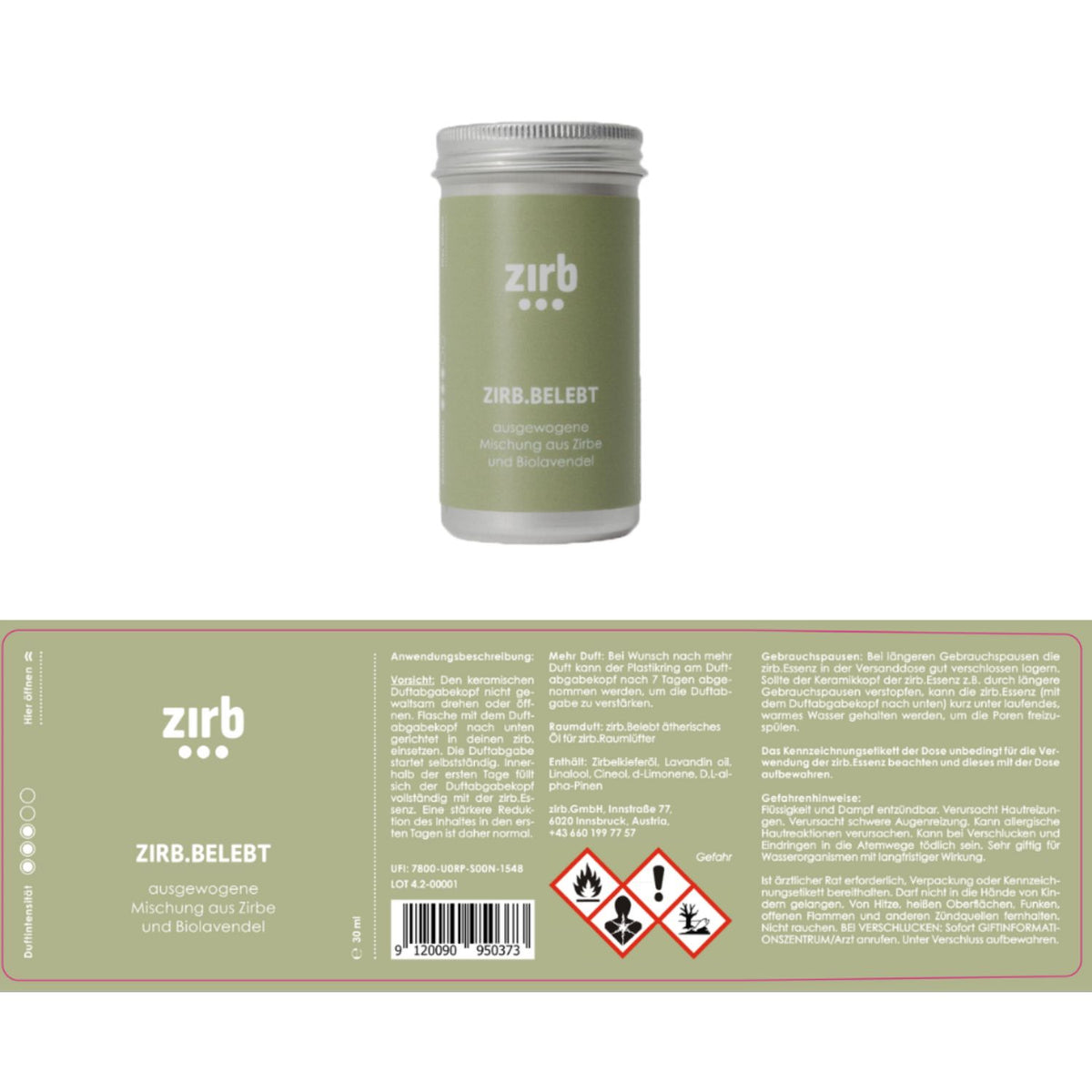 Duftsystem 'Mini' | Essenz-Öl 'Belbt' 30 ml | L 6 x B 6 x H 9,5 cm