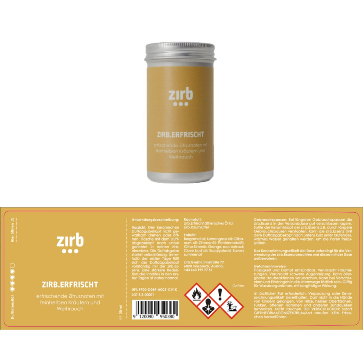 Duftsystem 'Mini' | Essenz-Öl 'Erfrischt' 30 ml | L 6 x B 6 x H 9,5 cm