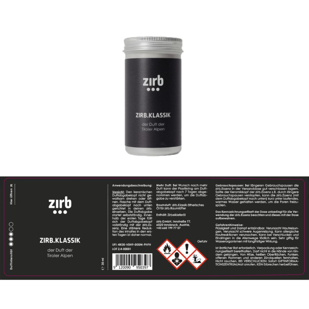 Duftsystem 'Mini' | Essenz-Öl 'Klassik' 30 ml | L 6 x B 6 x H 9,5 cm