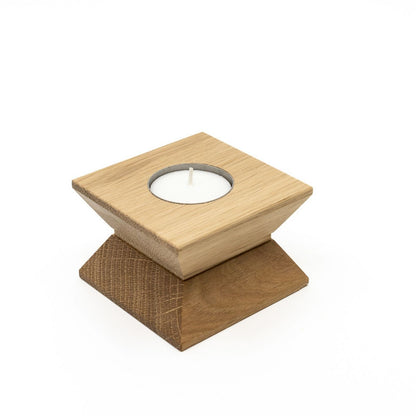 Kerzenhalter & Blumenvase 'Josef' | B 7,9 x T 7,9 x H 5,4 cm | Eiche